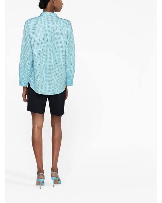 Self-Portrait Blue Rhinestone-embellished Shirt