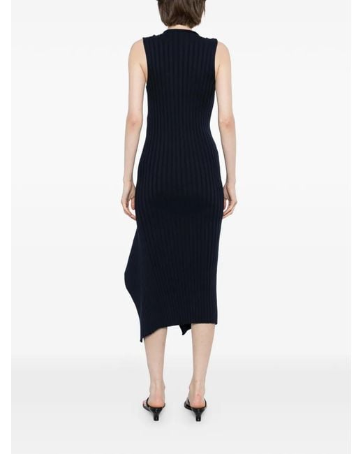 Stella McCartney Blue Ribbed Cotton Midi Dress