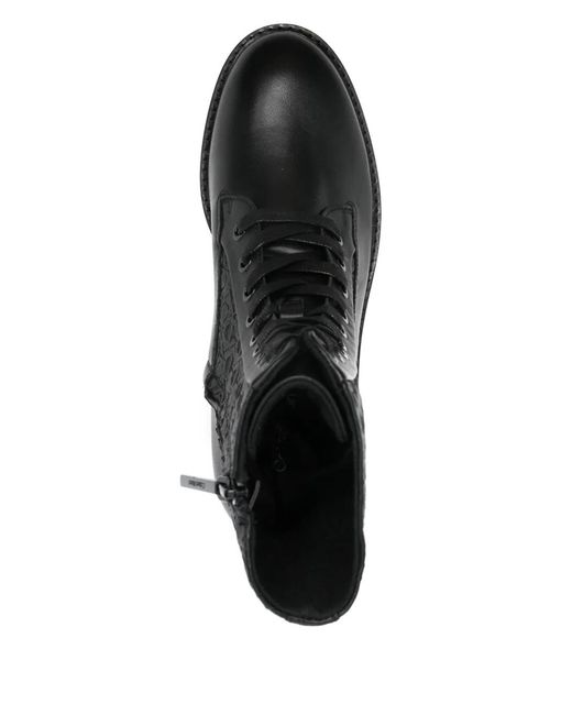 Calvin Klein Black Flat Combat Boot Mono Mix
