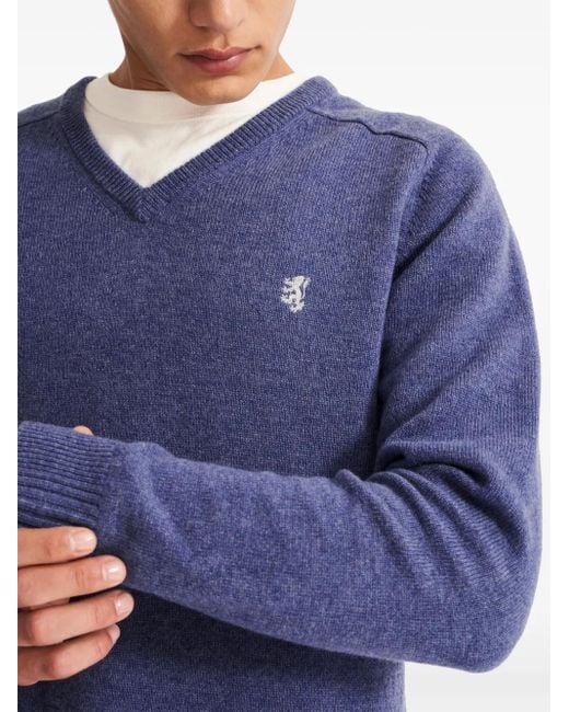 Pringle of Scotland Blue Wool V-Neck Sweater for men