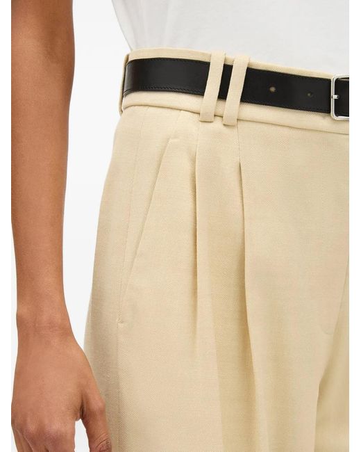 Another Tomorrow White High-Waisted Pleated Trousers