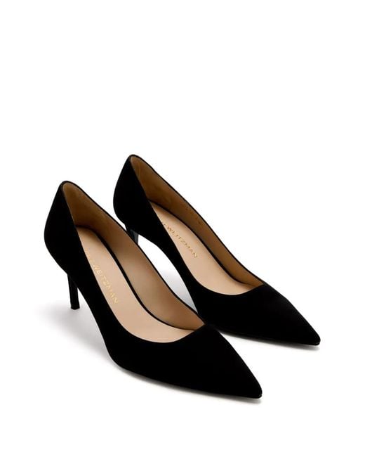 Stuart Weitzman Black 75Mm Suede Pumps