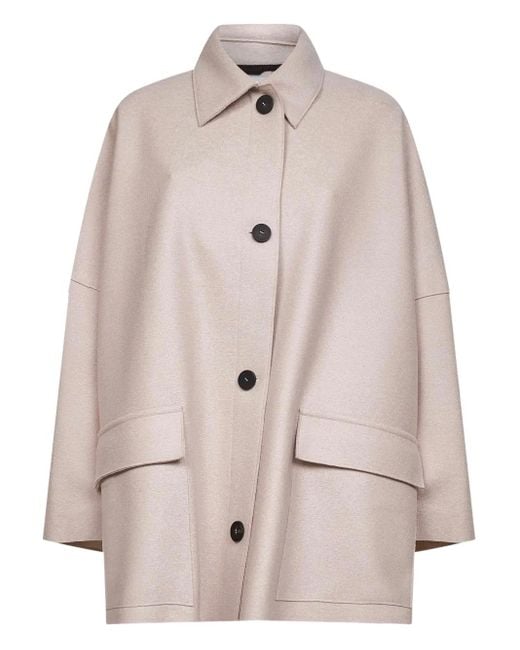 Harris Wharf London Natural Button-Fastening Patch-Pocket Coat
