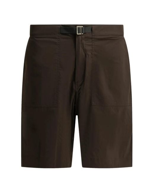 Houdini Sportswear Black Liquid Chore Belted Patch-Pocket Shorts for men