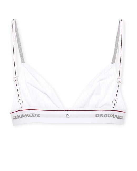 DSquared² White Logo Triangle Bra