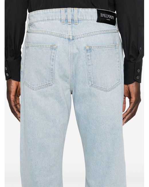 Balmain Blue Mid-rise Straight Jeans for men