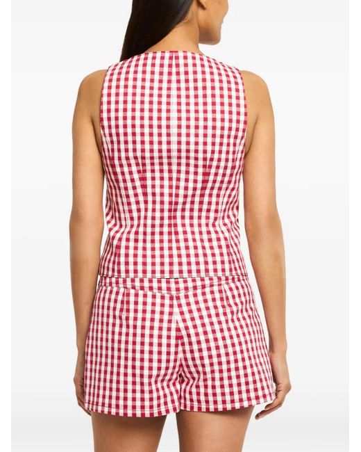 Cinq À Sept Red Lovina Gingham Top