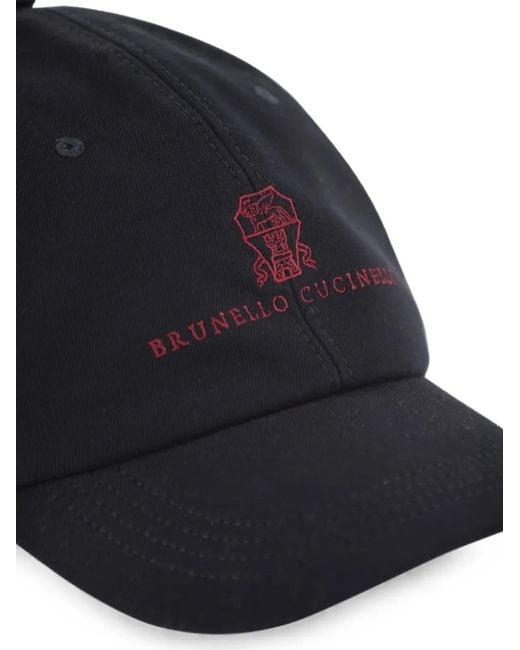 Brunello Cucinelli Blue Casquette À Logo Brodé Teinte En Pièce for men