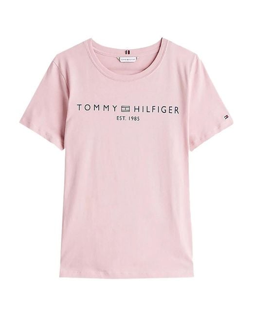 Tommy Hilfiger Pink Logo-Print T-Shirt