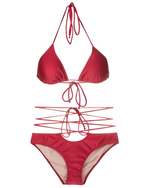 Adriana Degreas Red Triangle-shape Bikini Set