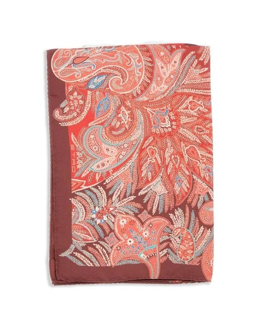 Etro Pink Paisley-Print Silk Scarf