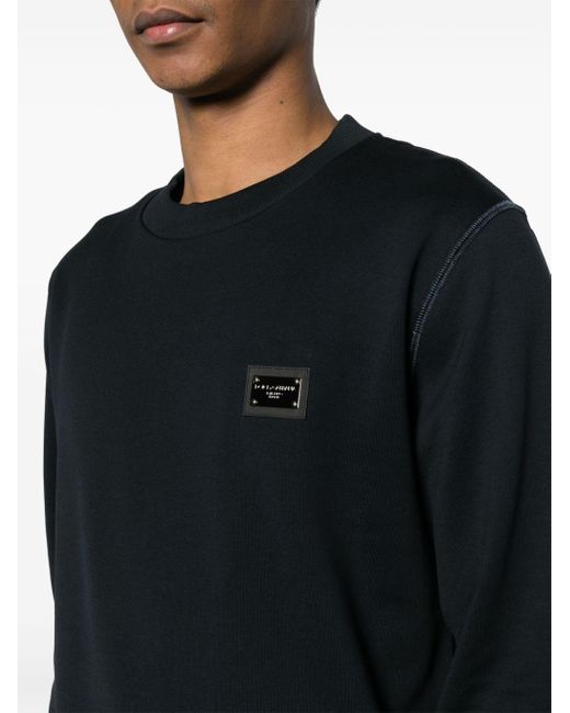 Dolce & Gabbana Blue Logo-plaque Jersey Sweatshirt for men