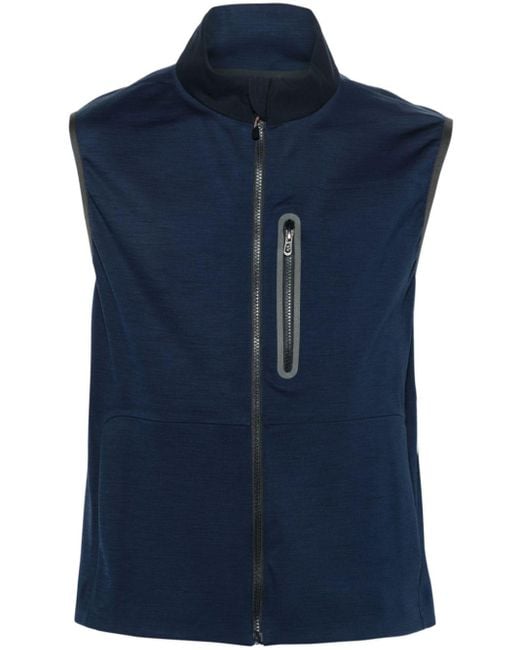 Sease Blue Zip-up Wool Gilet for men