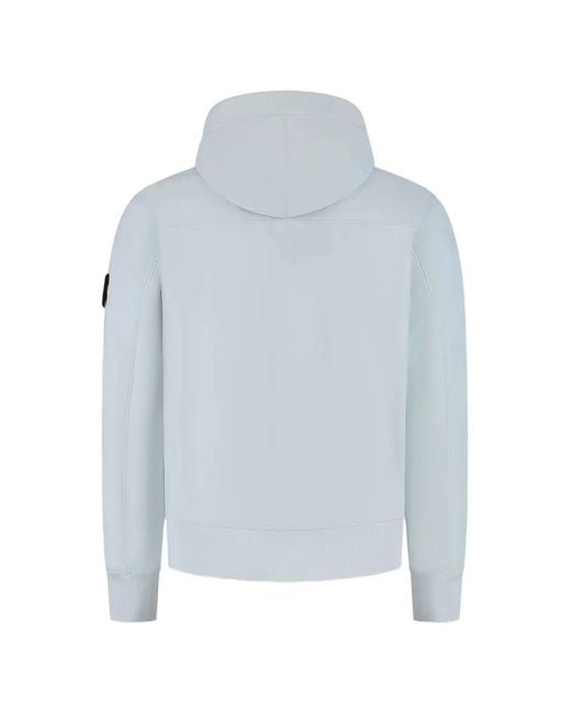 Stone Island Blue Soft Shell Hooded Jacket for men