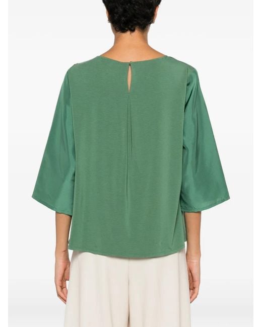 Weekend by Maxmara Green Boat-Neck Silk Top