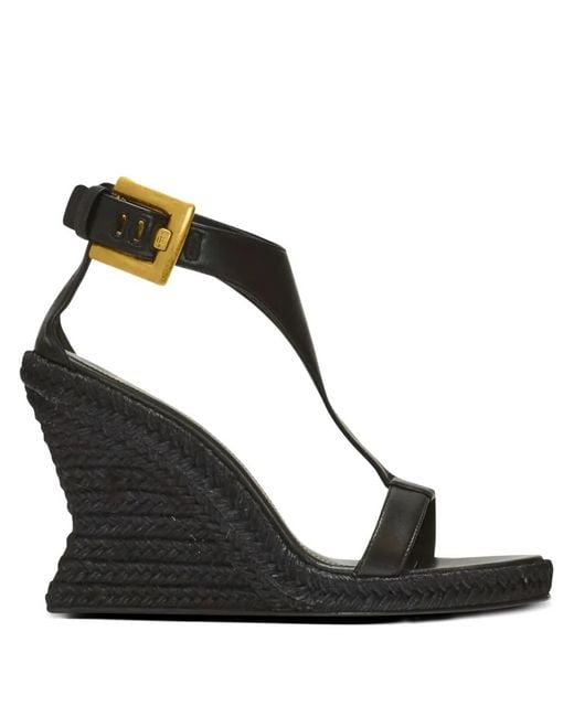 Balmain Black Anthem Wedge Espadrilles