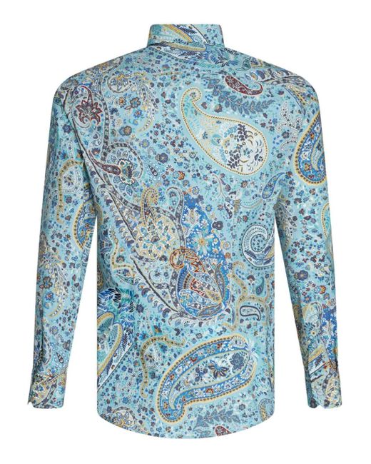 Camicia con stampa paisley di Etro in Blue da Uomo