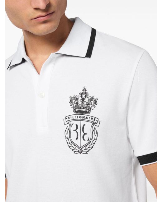 Billionaire Poloshirt Met Geborduurd Logo in het White voor heren