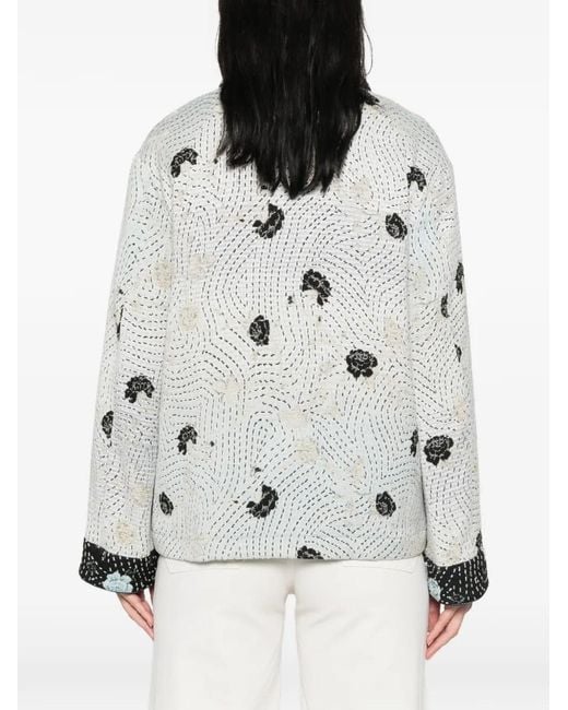 Forte_forte White Flower-Embroidery Jacket