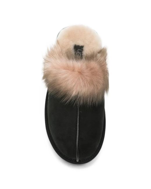 Ugg Black Shearling-Trim Slip-On Slippers