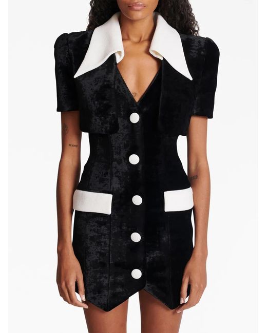 Balmain Black Tailored Velvet Minidress