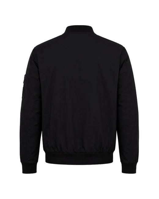Boss Blue Crinkled-Finish Logo-Patch Jacket for men