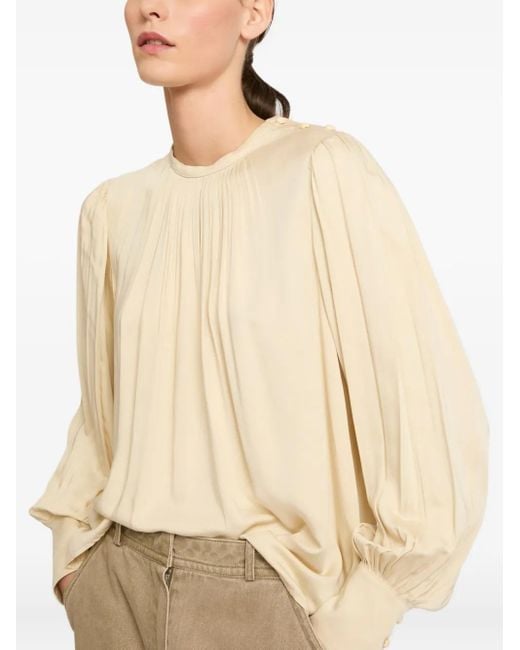 Yves Salomon Natural Button-Embellishment Blouse