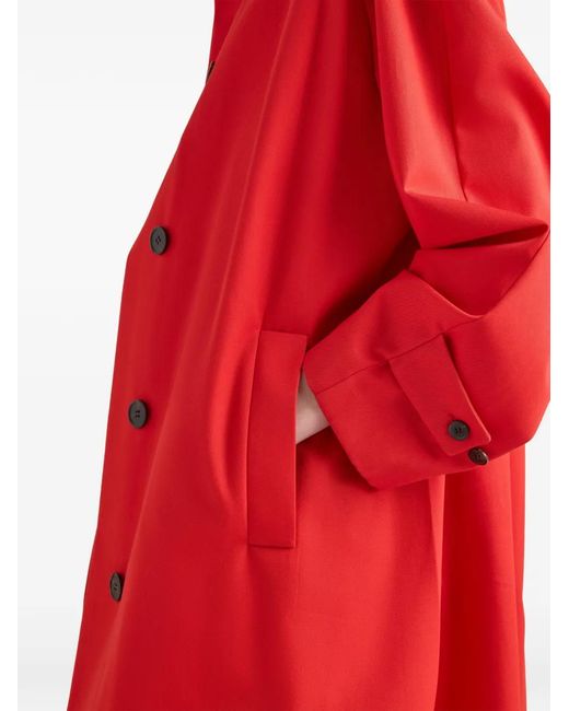 Prada Red Gabardine Midi Coat