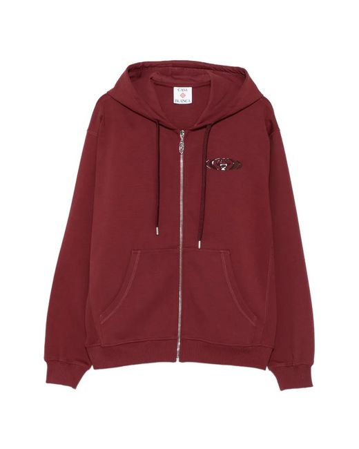 Casablanca Red Logo-Patch Zip Hoodie for men