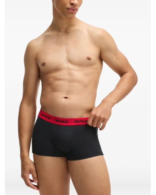HUGO Black Logo-Waistband Briefs (Pack Of Three) for men
