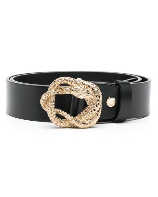 Just Cavalli Snake-buckle Leather Belt in Black | Lyst