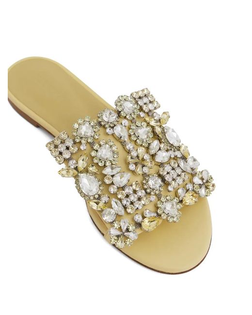 Rabanne Metallic Crystal-Embellished Flat Sandals