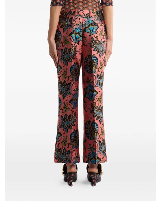 Etro Jacquard Flared Trousers With Floral Motif