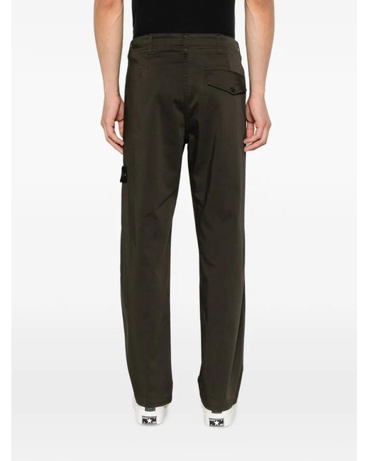 Stone Island Black Logo-Patch Belt-Loop Trousers for men