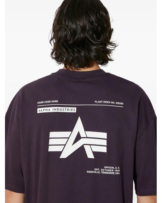 Alpha Industries Blue Logo Code Printed T-Shirt for men