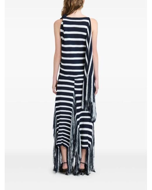 Proenza Schouler Blue Yves Skirt In Stripe Fringed Knit