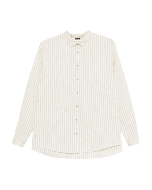 Apuntob White Stripe-Pattern Shirt