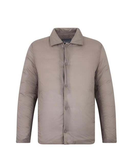 Herno Gray Padded Classic-Collar Jacket for men