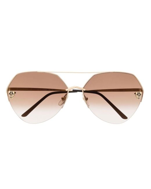 Cartier Panther Head-detail Sunglasses in Brown | Lyst