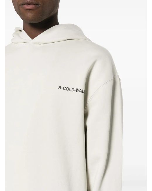 A_COLD_WALL* White Essentials Logo-Print Cotton Hoodie for men