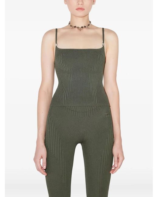 M I S B H V Green Ribbed-Knit Tank Top