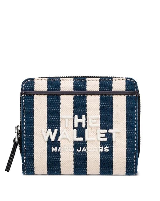 Marc Jacobs Blue The Wallet Striped Canvas Compact Wallet