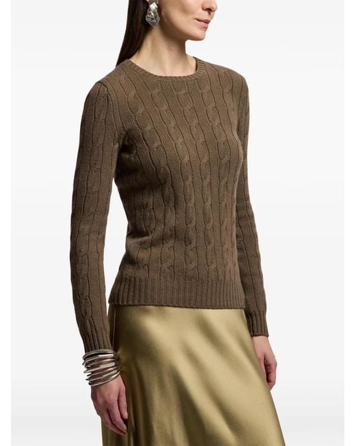 Ralph Lauren Brown Cable-Knit Cashmere Sweater