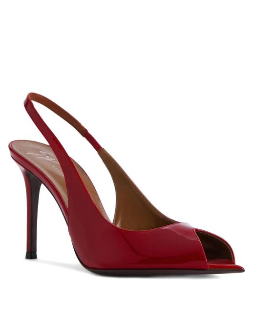 Giuseppe Zanotti Red 90Mm Intriigo Peep-Toe Slingback Sandals