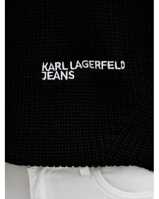 Karl Lagerfeld Black Roll-Neck Logo Sweater