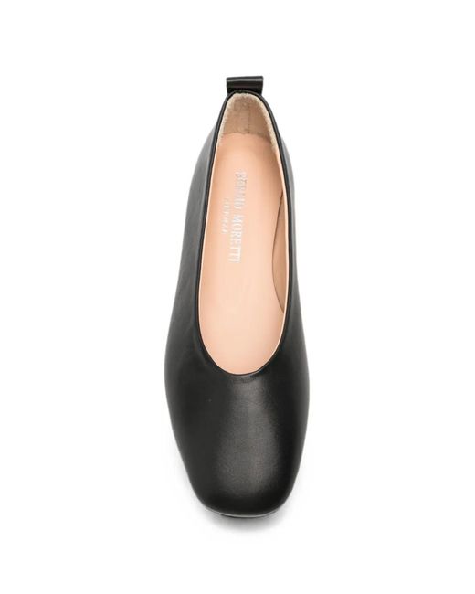 SERGIO MORETTI FIRENZE Black Pull-Tab Ballet Flats