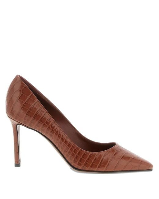 Jimmy Choo Brown Spitze Romy Pumps mit Kroko-Effekt 85mm