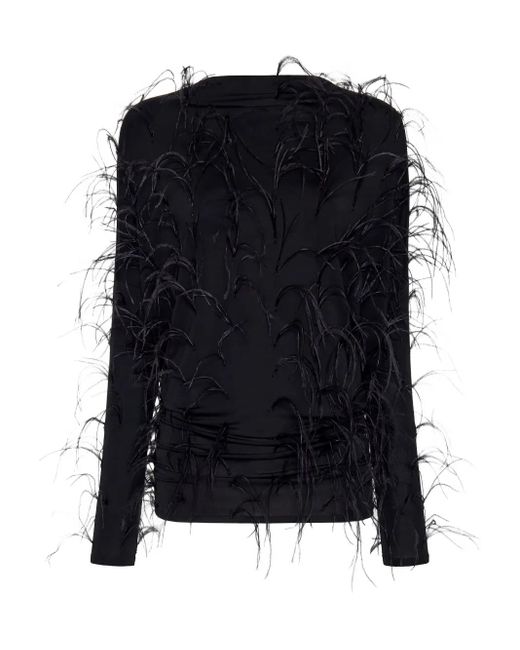 Blusa con detalle de plumas LAPOINTE de color Black