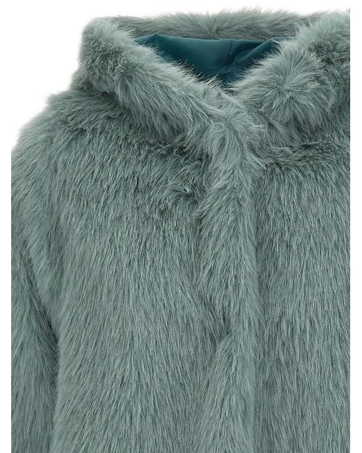 Kaos Green Hooded Faux-Fur Jacket
