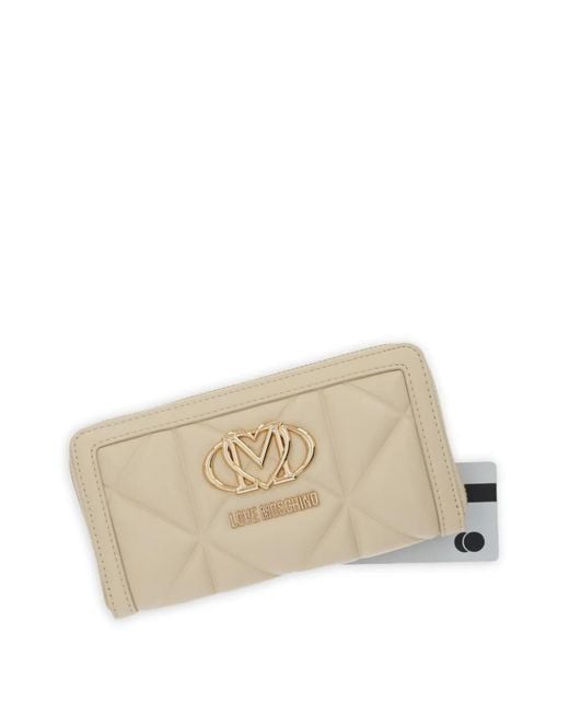 Love Moschino Natural Quilted Logo-Motif Wallet